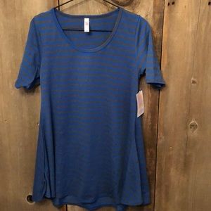 LuLaRoe Perfect T Blue Gray Stripe Size XS 2 4